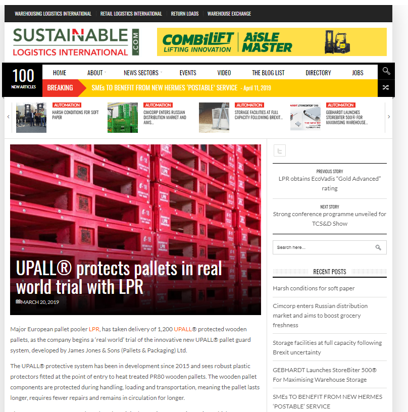 Upall Protects Pallets in Real World Trial with LPR